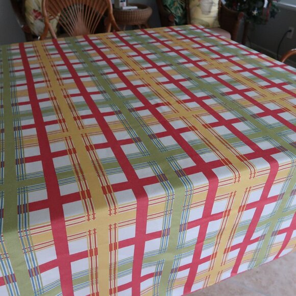 Excellent Food Network Plaid Farmhouse Tablecloth 60" x 100" - Picture 1 of 5